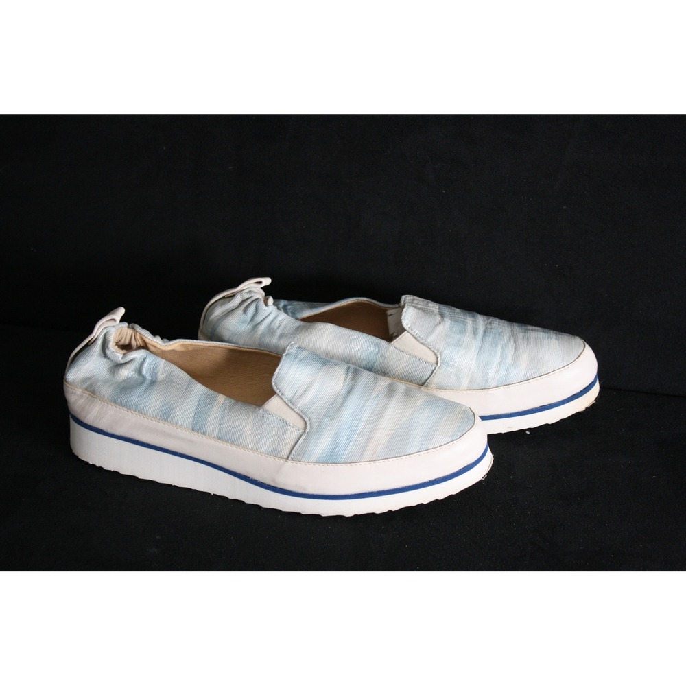 Softwaves Watercolor Striped Platform Slip On Sneakers Womens 38.5‎ Light Blue 8